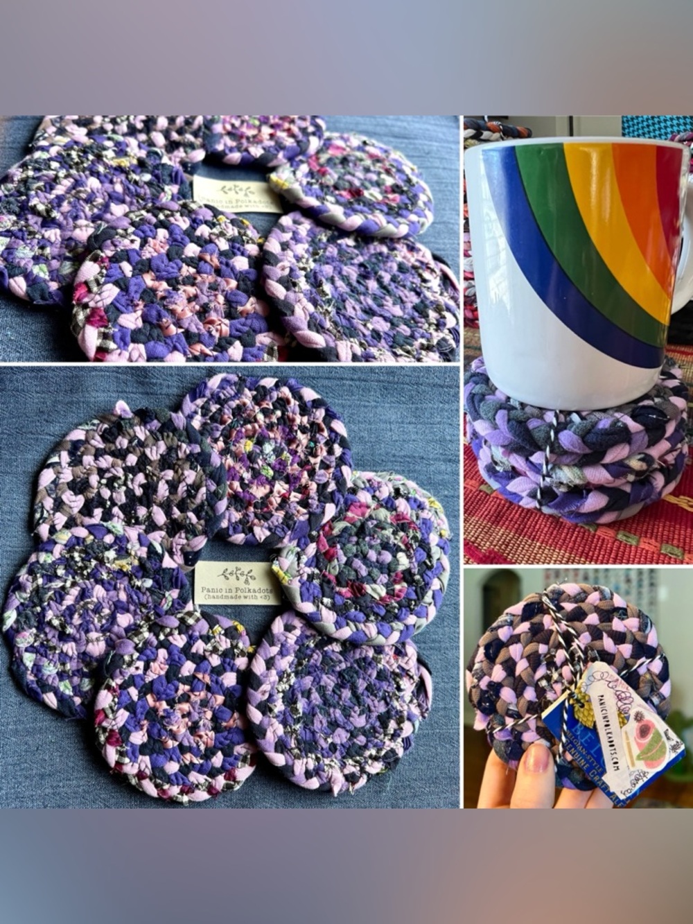 Set of Six Braided Coasters